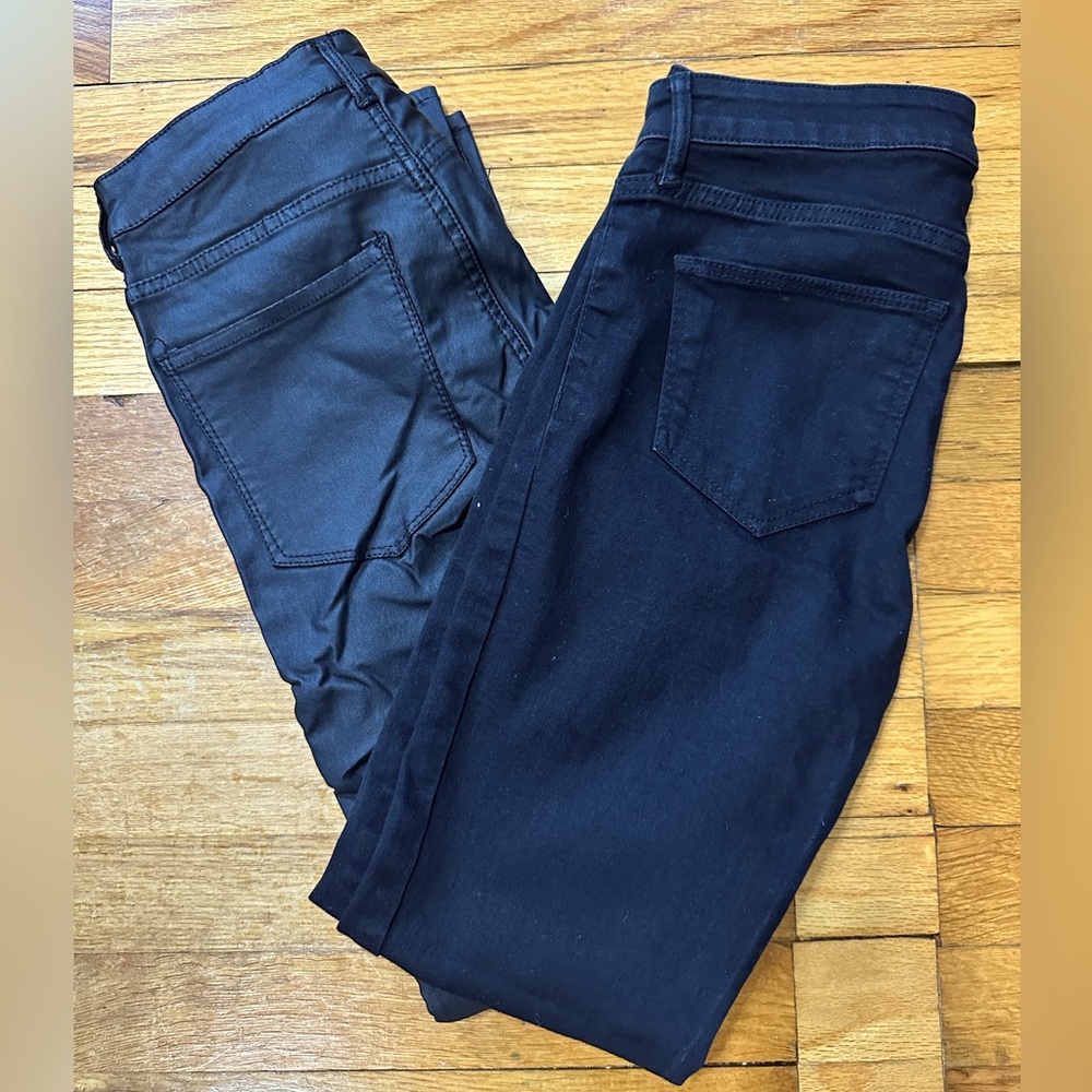 H&M black  leather jeans/ pants size 25